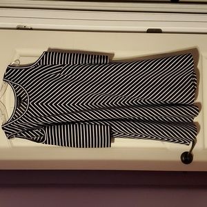 Lane Bryant Black and White Striped Cold Shoulder Dress
